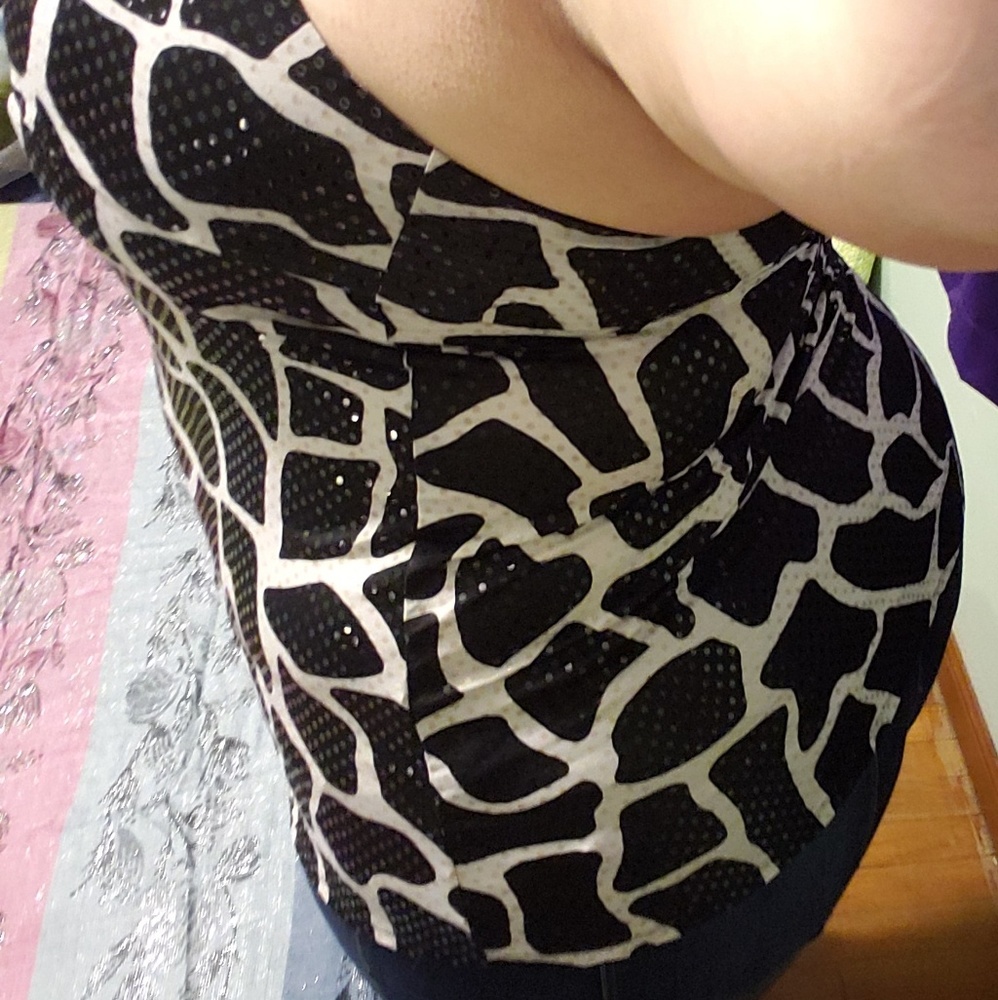 Sequined black and white tank top